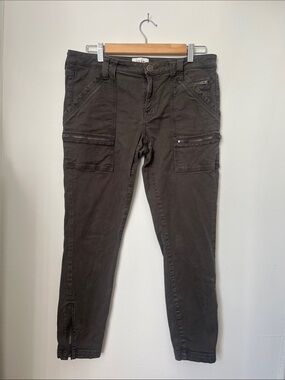 Joie Dark Olive Zip-Pocket Cargo Pants
